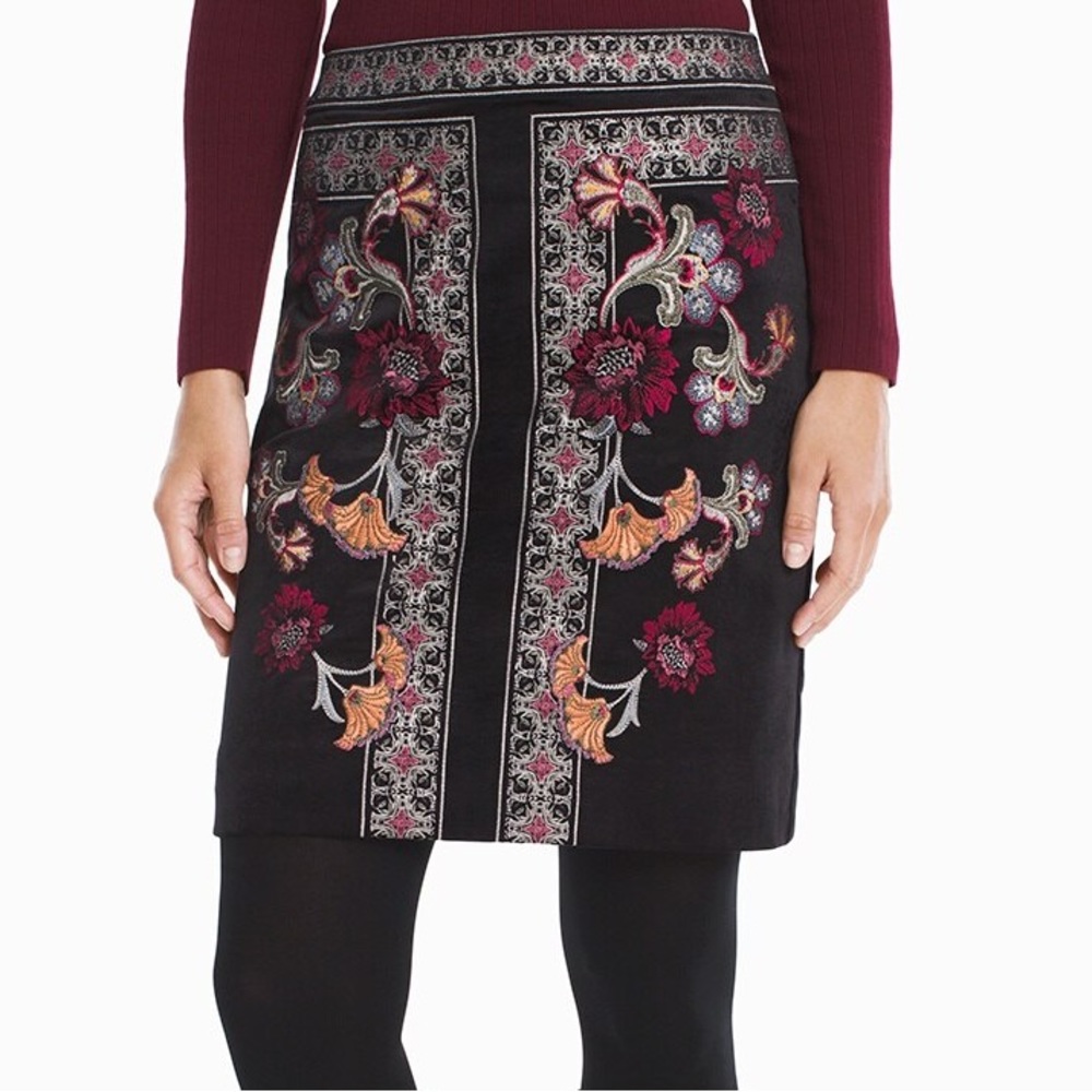 Embroidered Velvet Skirt